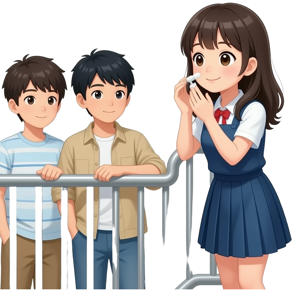 Skin care Japan girl rails on the side and she boys😍 boys😍 emoji