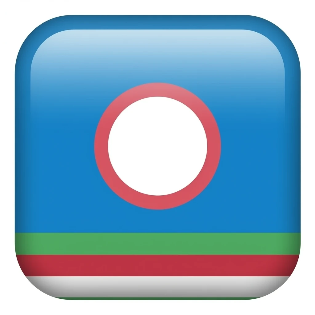 Небо голубое в середине белый круг снизу красный повыше зелёный а выше зелёного белый виде флага зелёный красный белый должны быть в низу полосками emoji