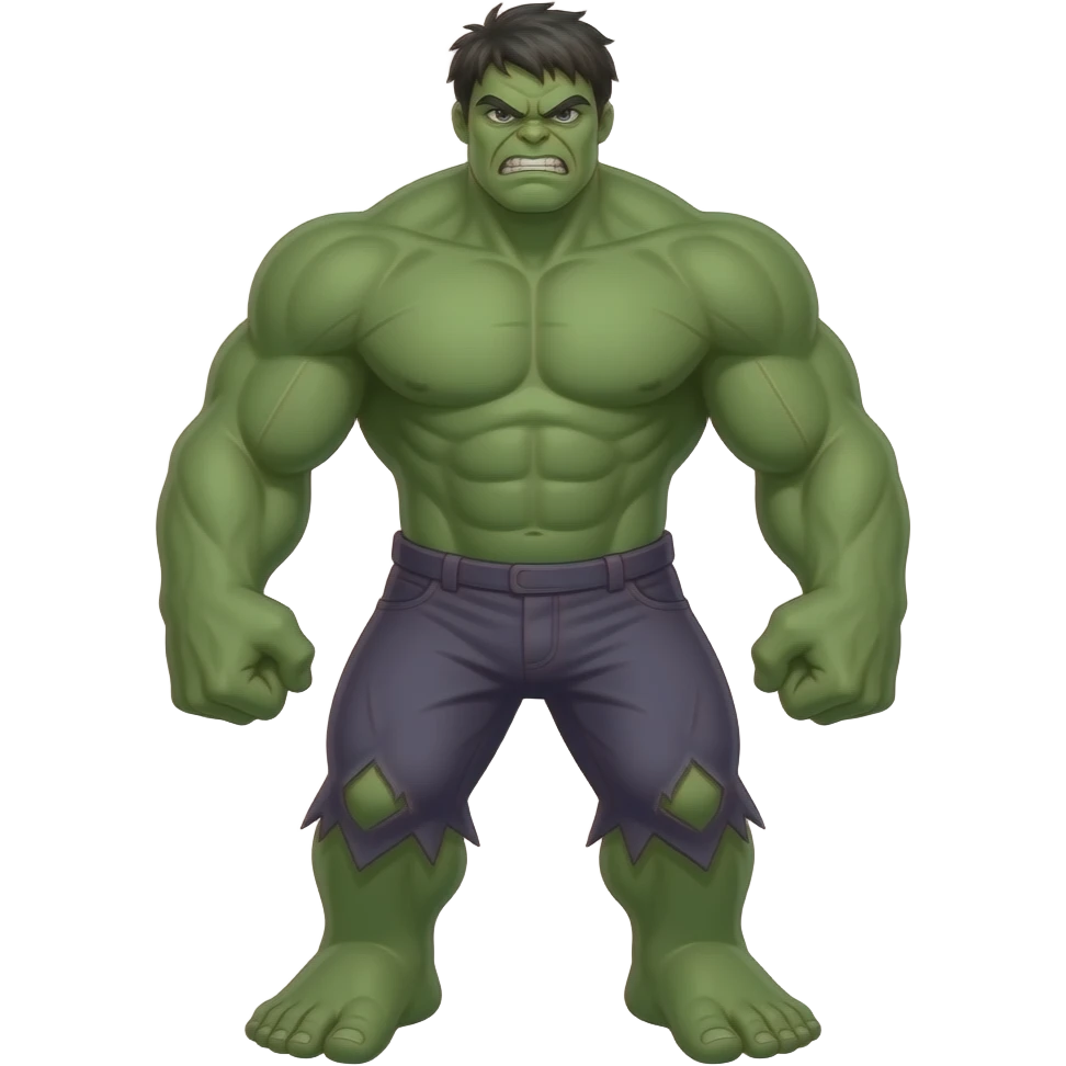 Not angry face Hulk full body emoji