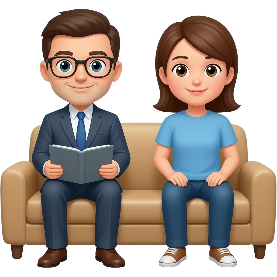 psicologa con paciente en sillon emoji