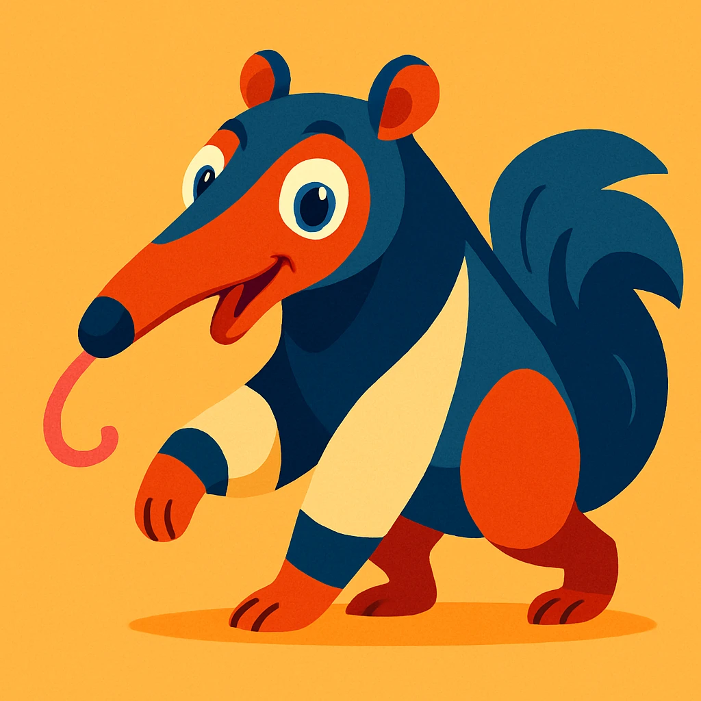 anteater, vibrant cartoon style emoji