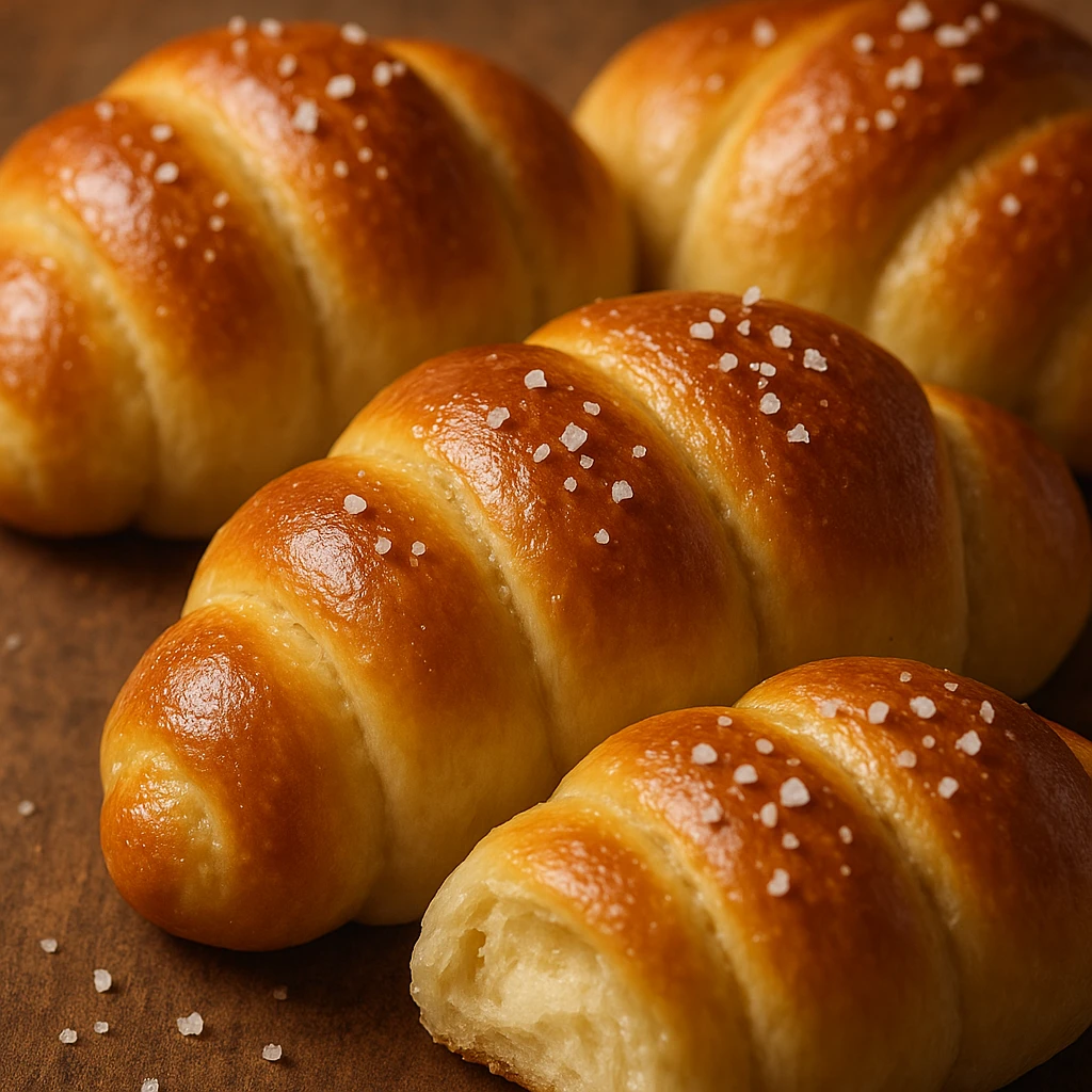 salted butter rolls, close-up, shiny crust, soft texture, bakery style emoji