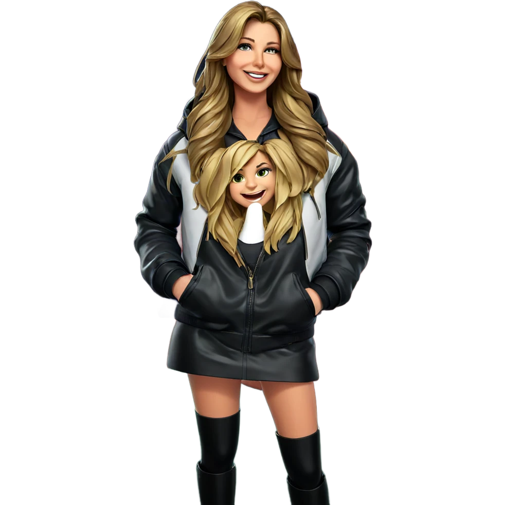 girl in jacket with smile emoji