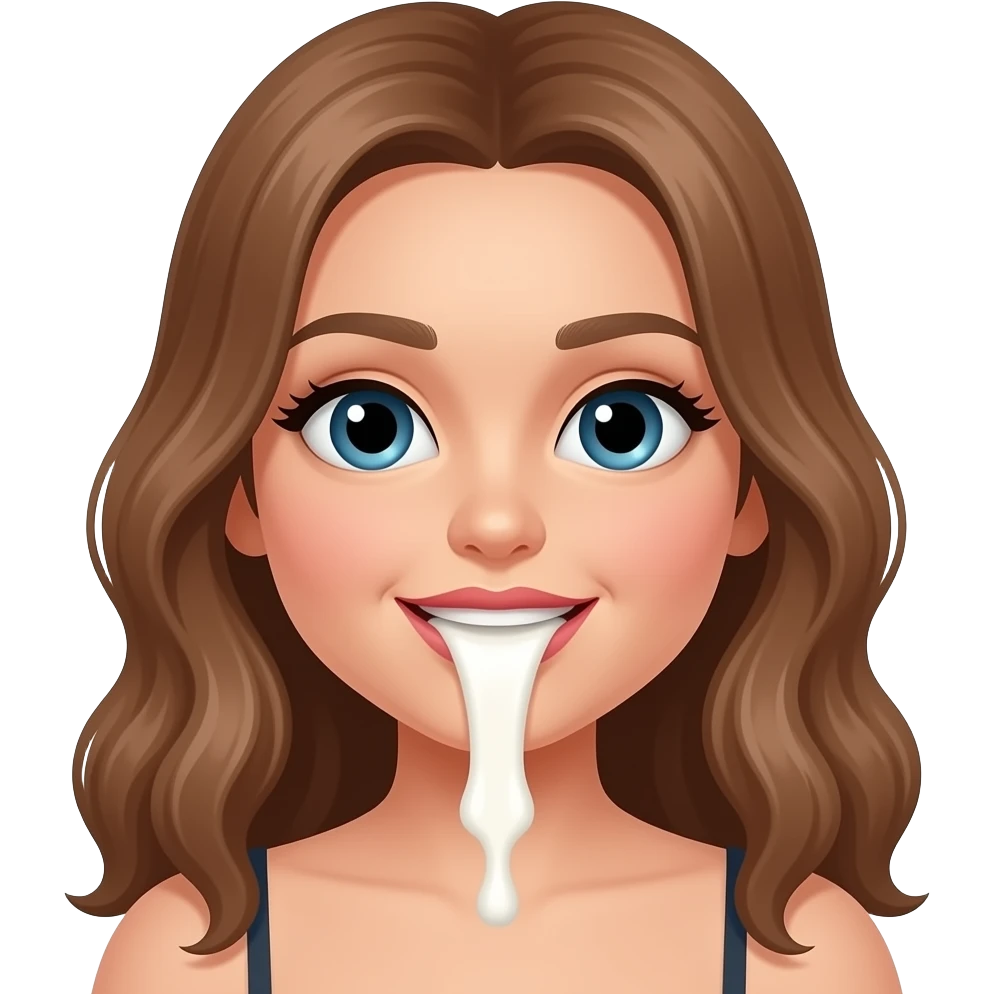 Fille en strings avec du lait dans la bouche emoji