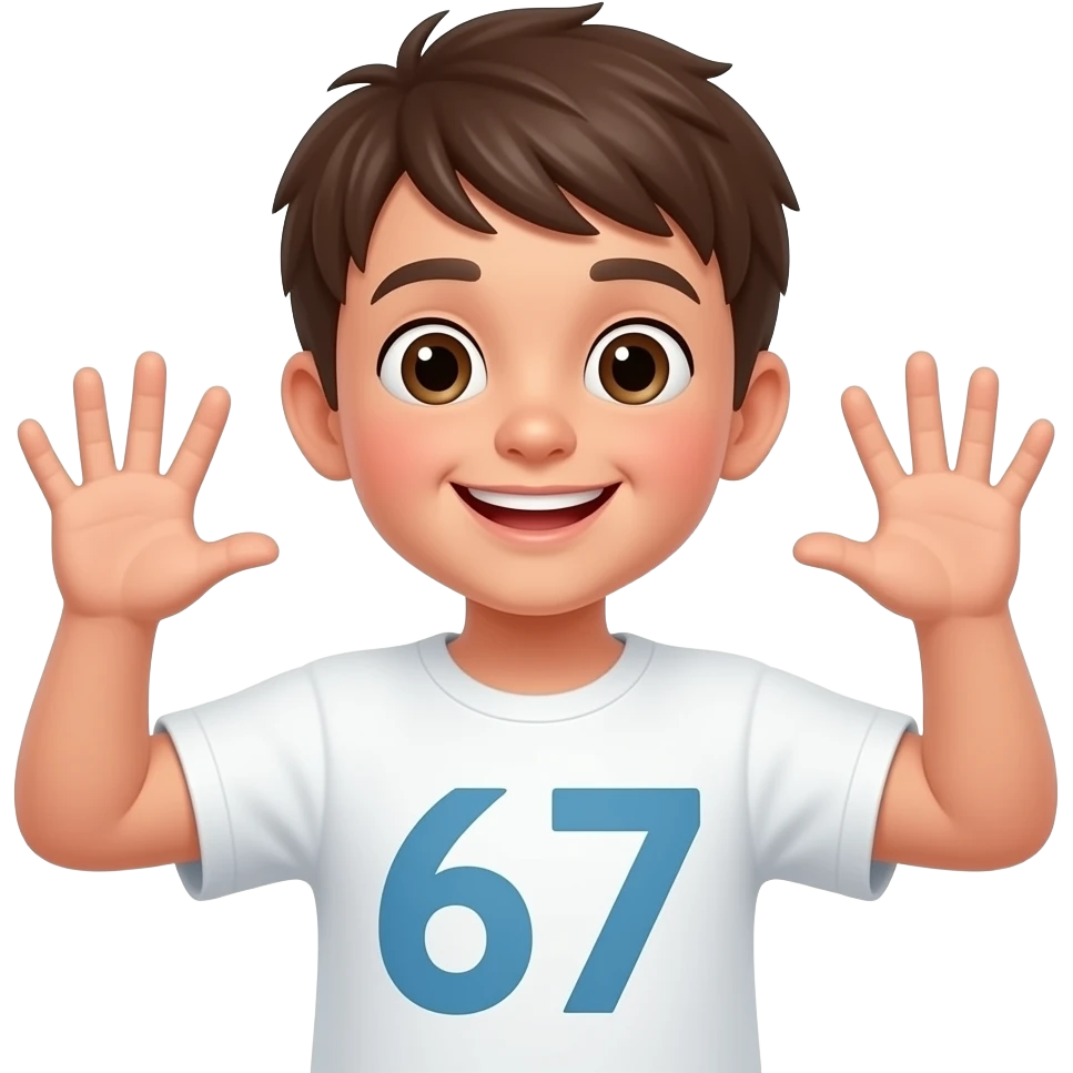 un niño haciendo 67 con las manos emoji