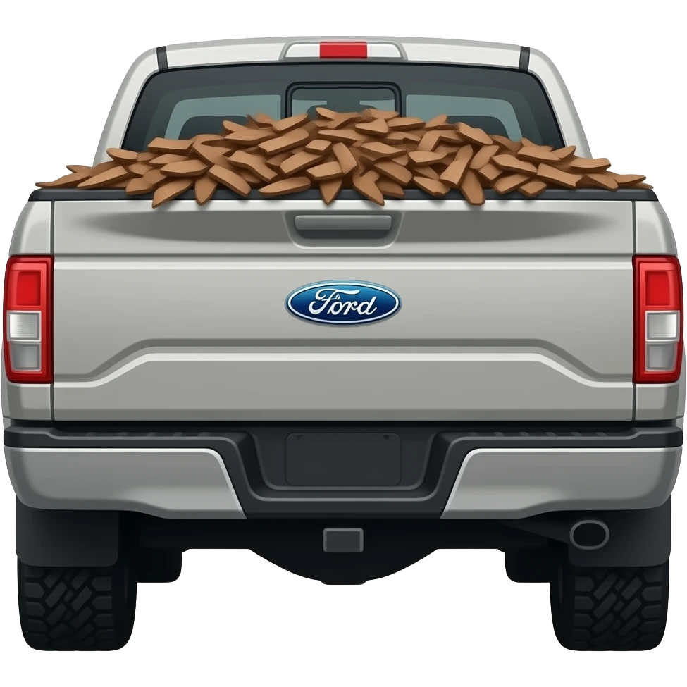 Gray F150 with full of Bark chips in the back side view emoji