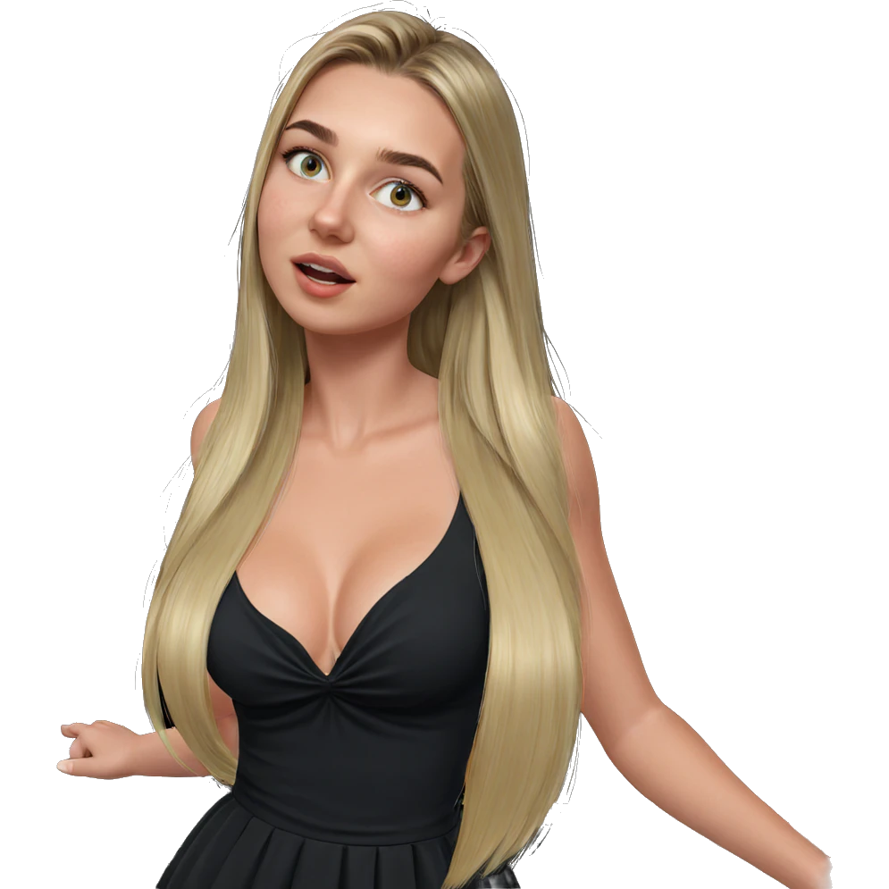 blonde girl in black dress emoji