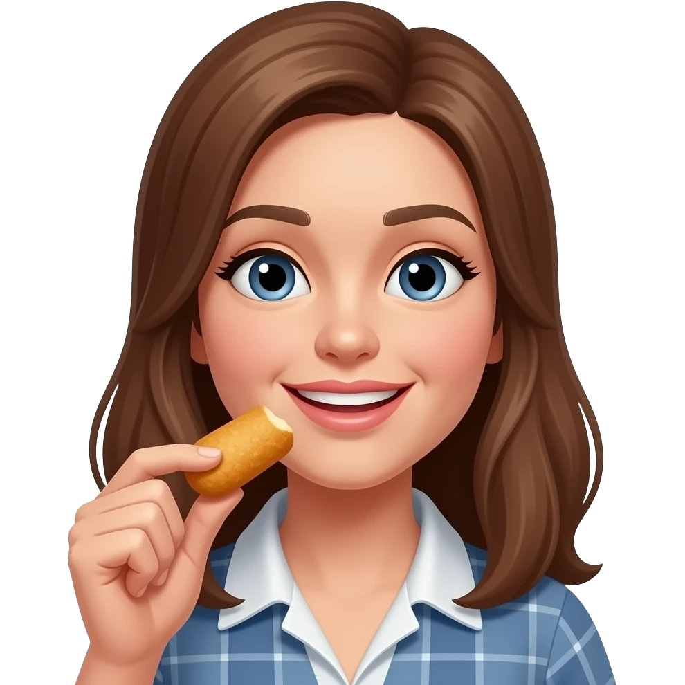 Woman eating chicken nugget emoji