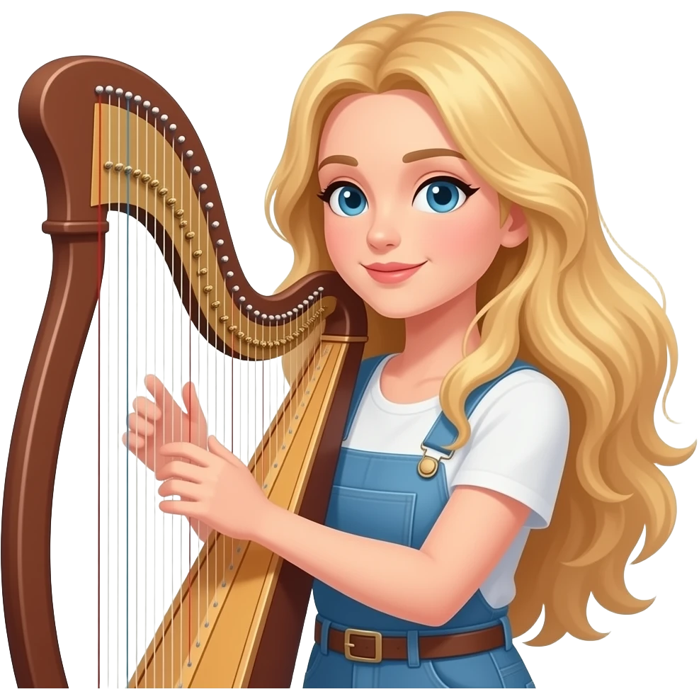 Blonde woman playing the harp emoji