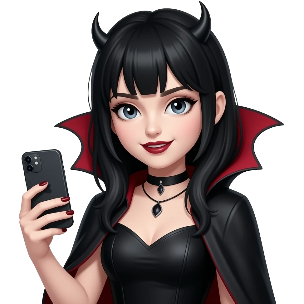 Black hair vampire girl iphone emoji with emoji