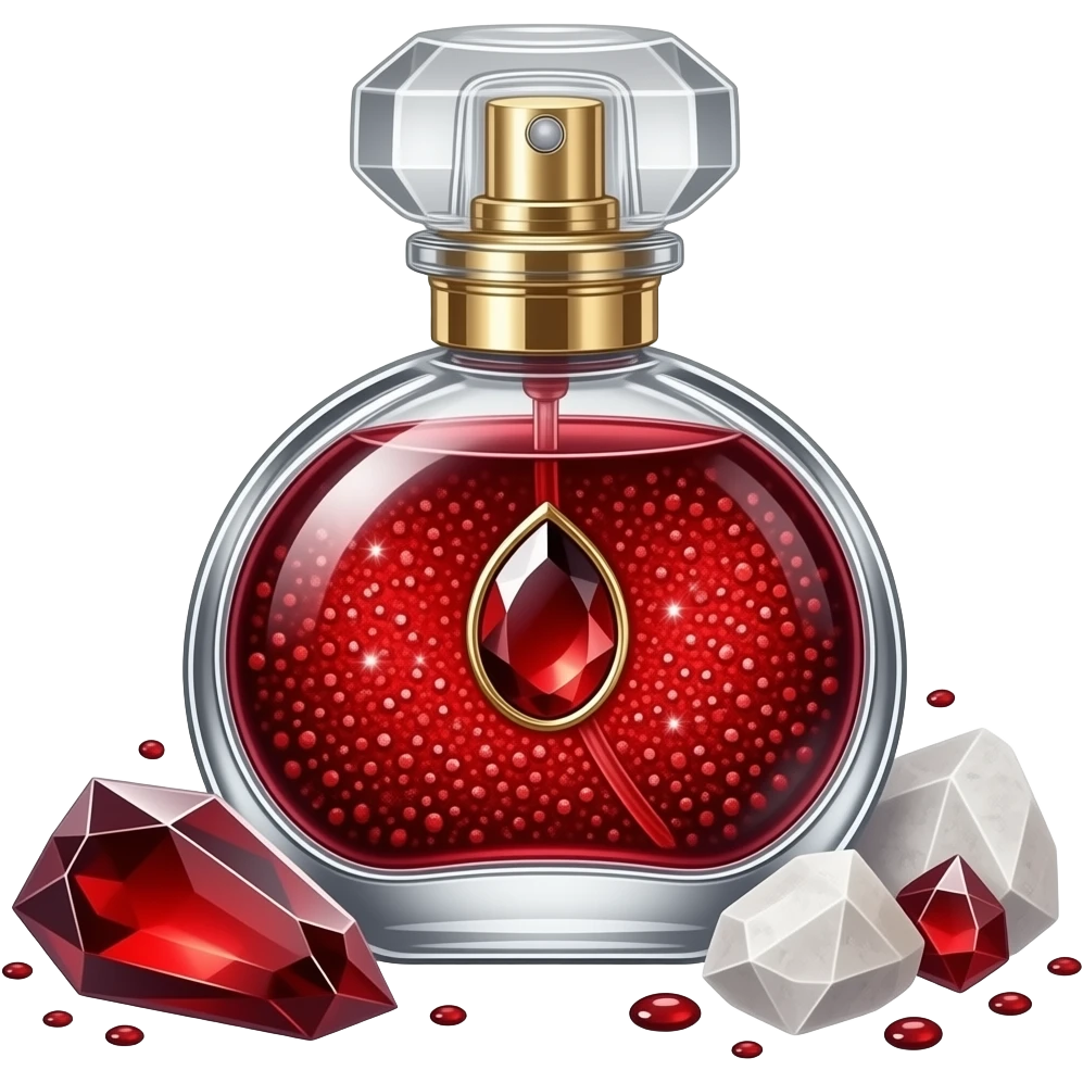 Shiny cute dainty petite fine deluxe sparkly glittery aesthetic Blood perfume with Blood drops, Bloodstones, onyx stones, sanguine aesthetic, gorecore emoji