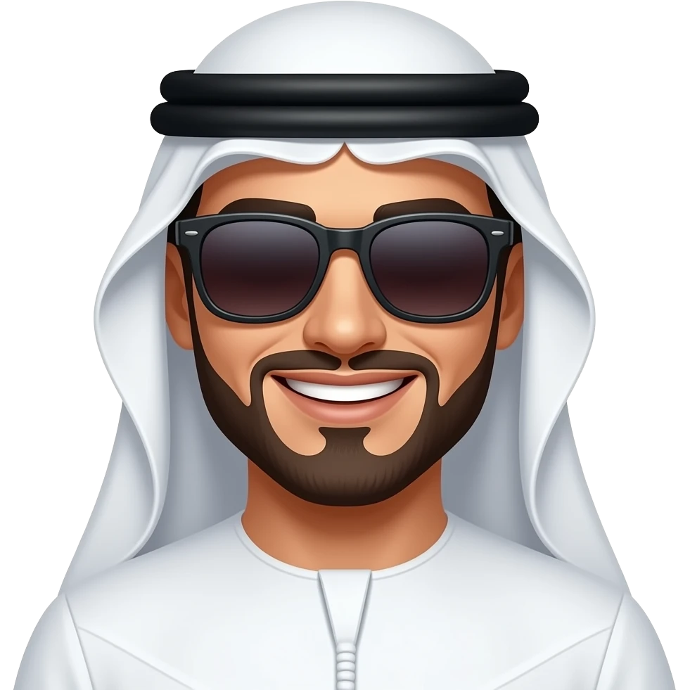 Rojo Arabe sonriente con lentes de sol emoji