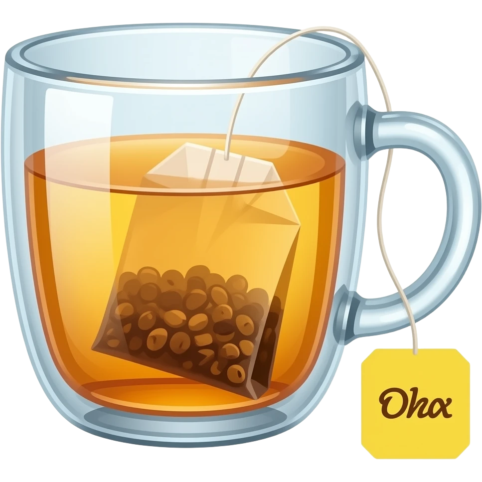tea crystal with tea bag emoji