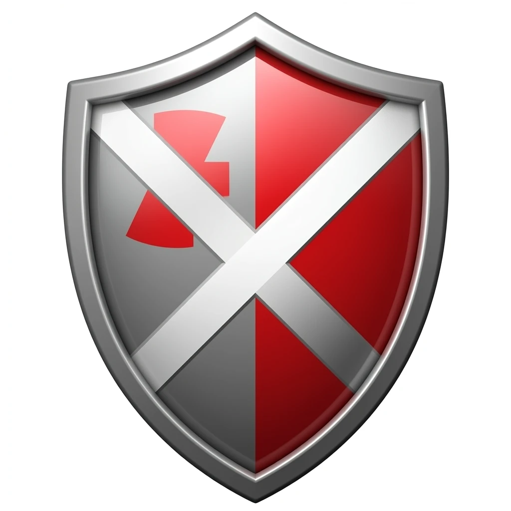 Skin city country club, shield, silver, and red emoji