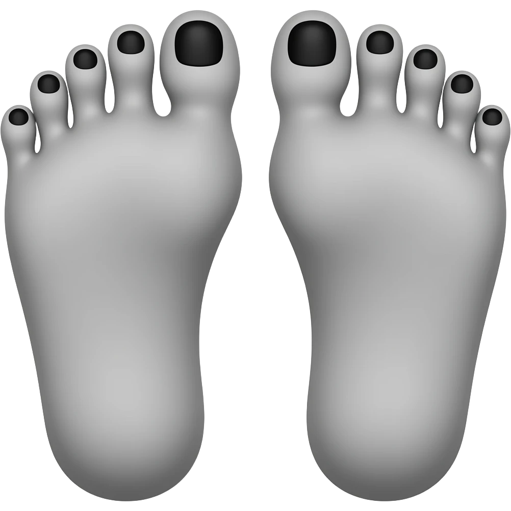 Gray feet with black toenails emoji