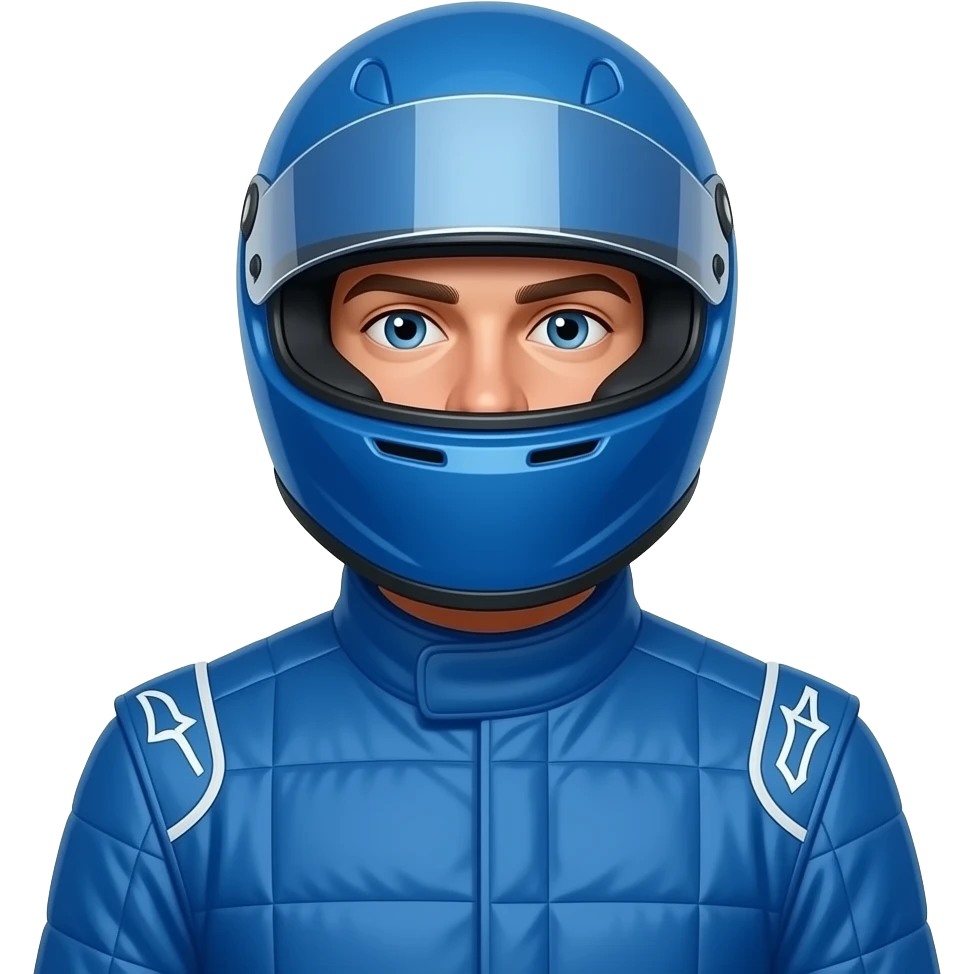 create man using f1 blue costume no sponsor and f1 helm that cover the face emoji