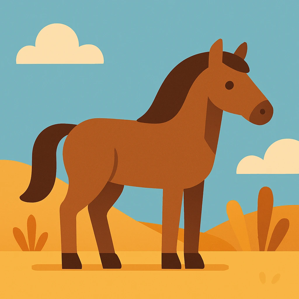 Flat design style horse in the plains emoji