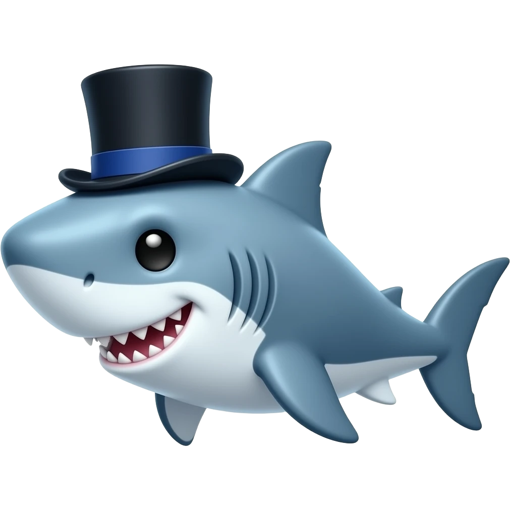Shark with a top hat emoji