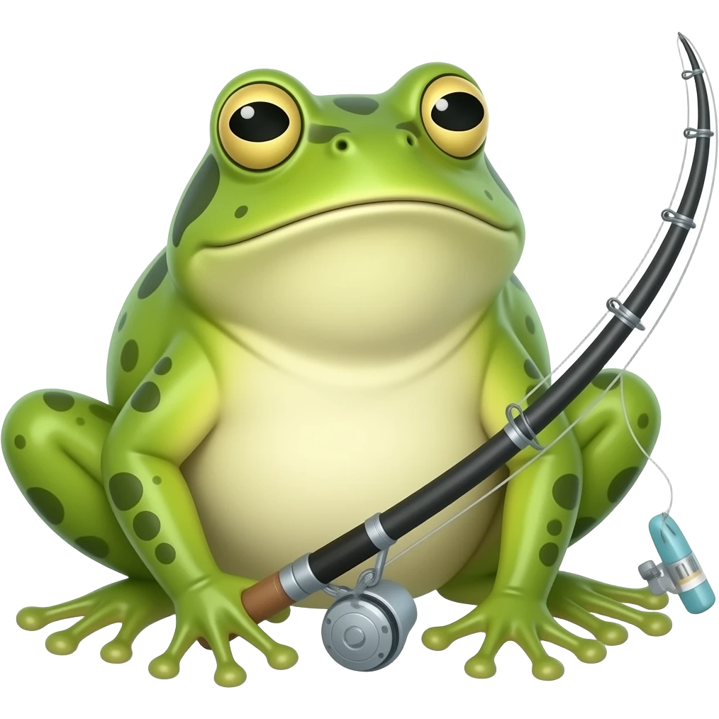 massive frog on the end of a fishing pole emoji