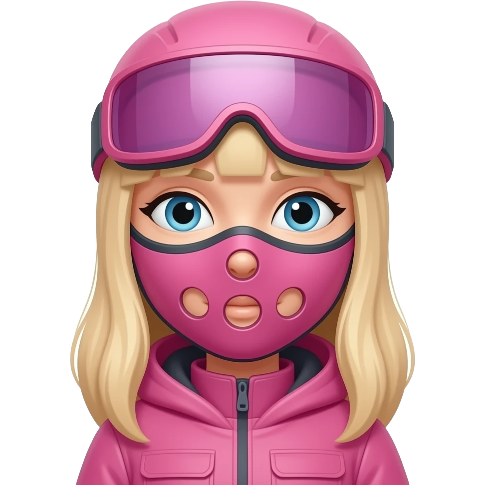 White girl wearing pink 3 hole ski mask emoji