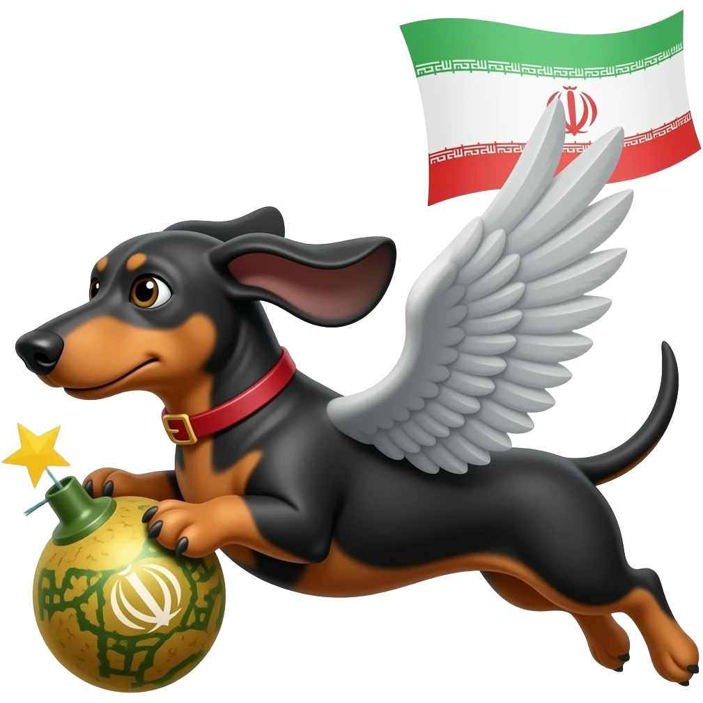 Dachshund flies to bomb Iran emoji