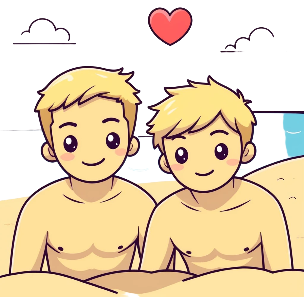Heart eyes blonde guys at the beach emoji
