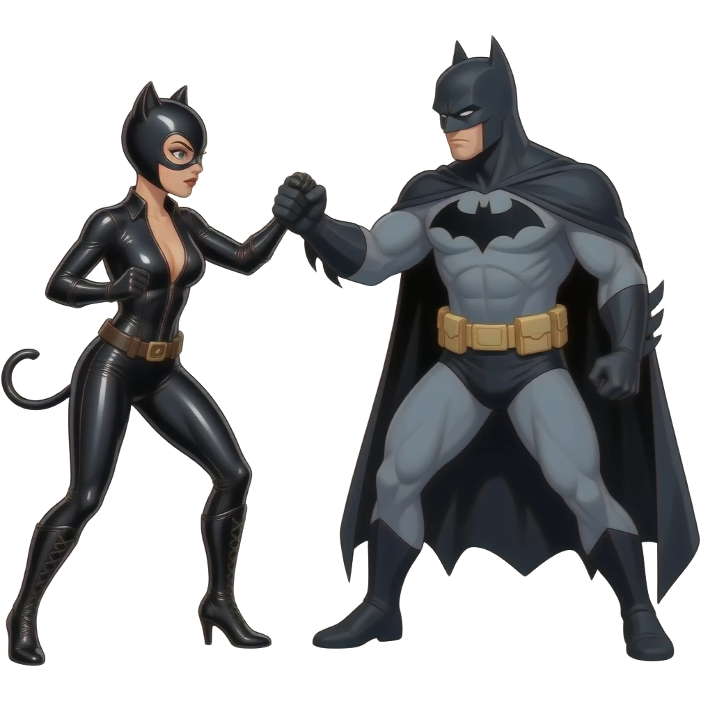 fighting catwoman with batman emoji