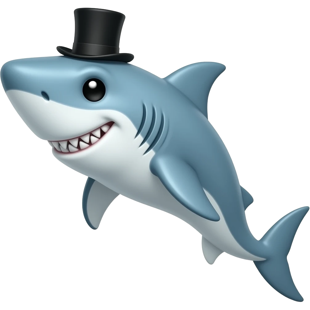 Shark with a top hat emoji