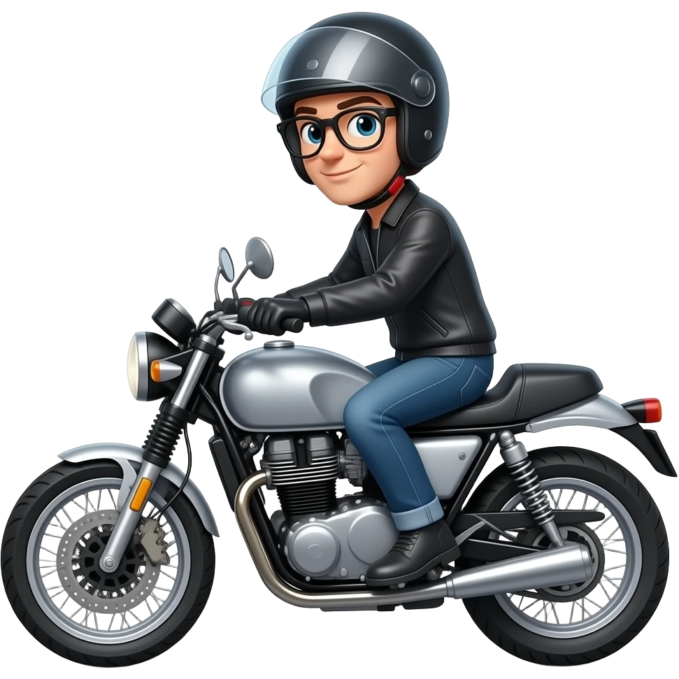 мотоцикл дорожный с байкером в шлеме и очках emoji