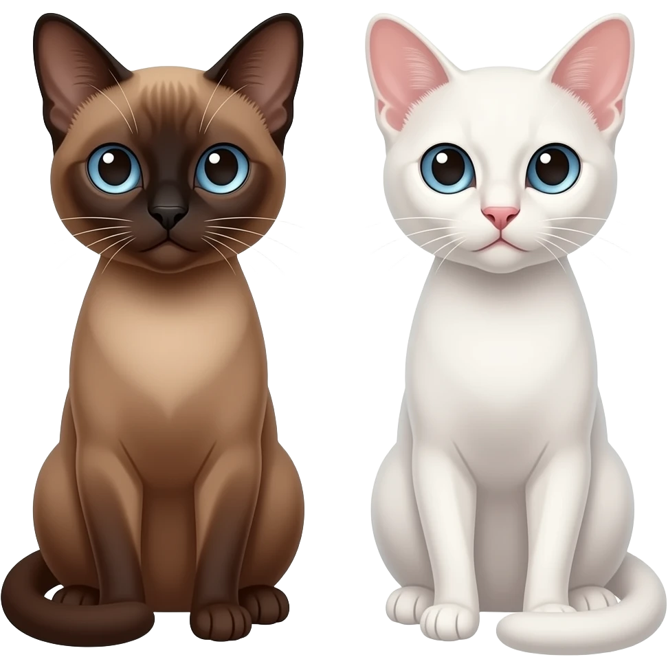 Brown burma and  white oriental cat emoji