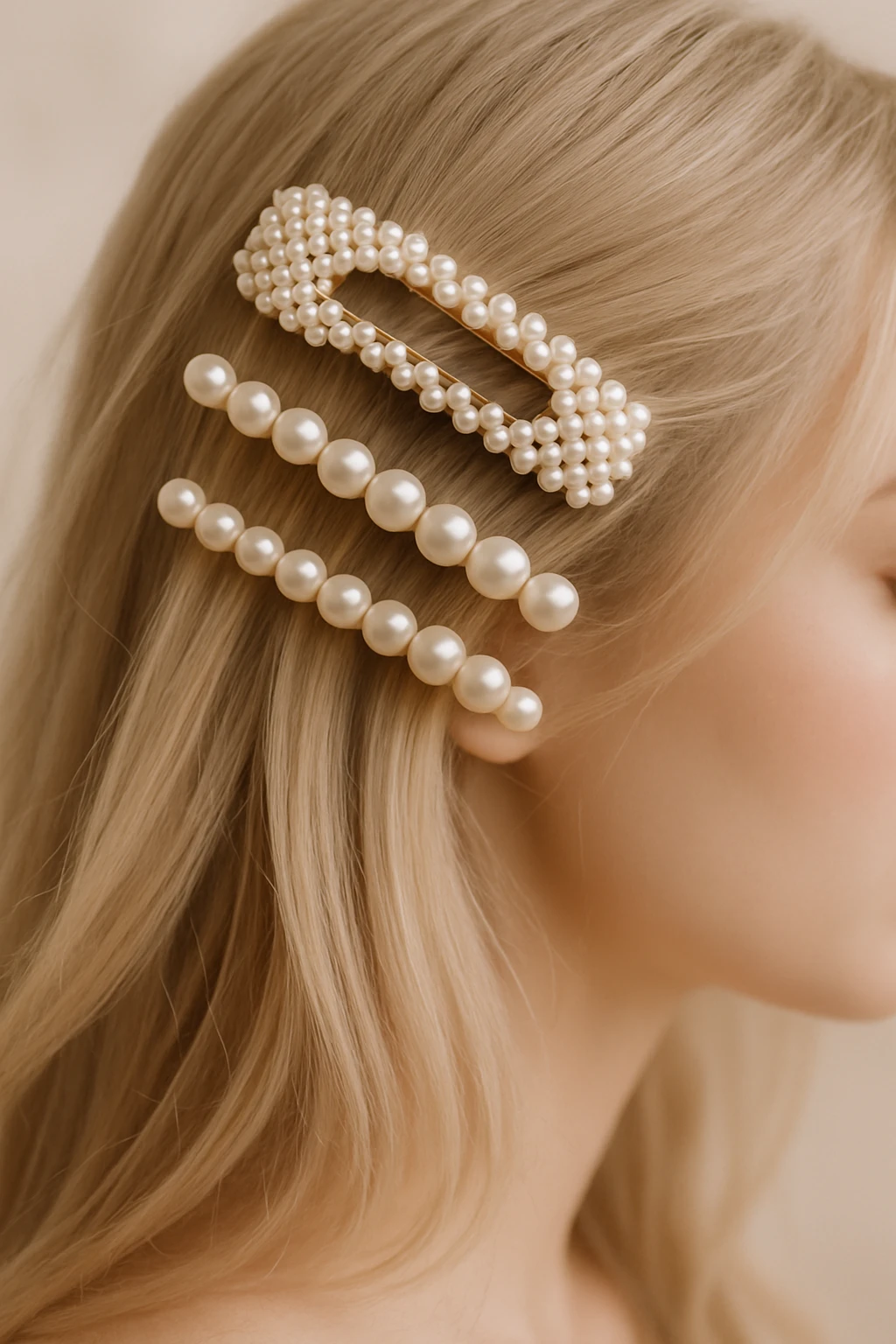 aesthetic accessories, pearl hair clips, delicate and feminine emoji