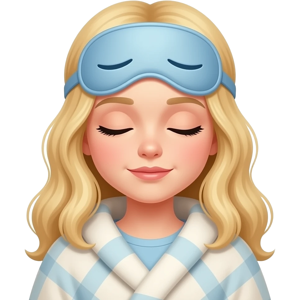 Blonde Sleepy girl with blanket and sleeping mask emoji