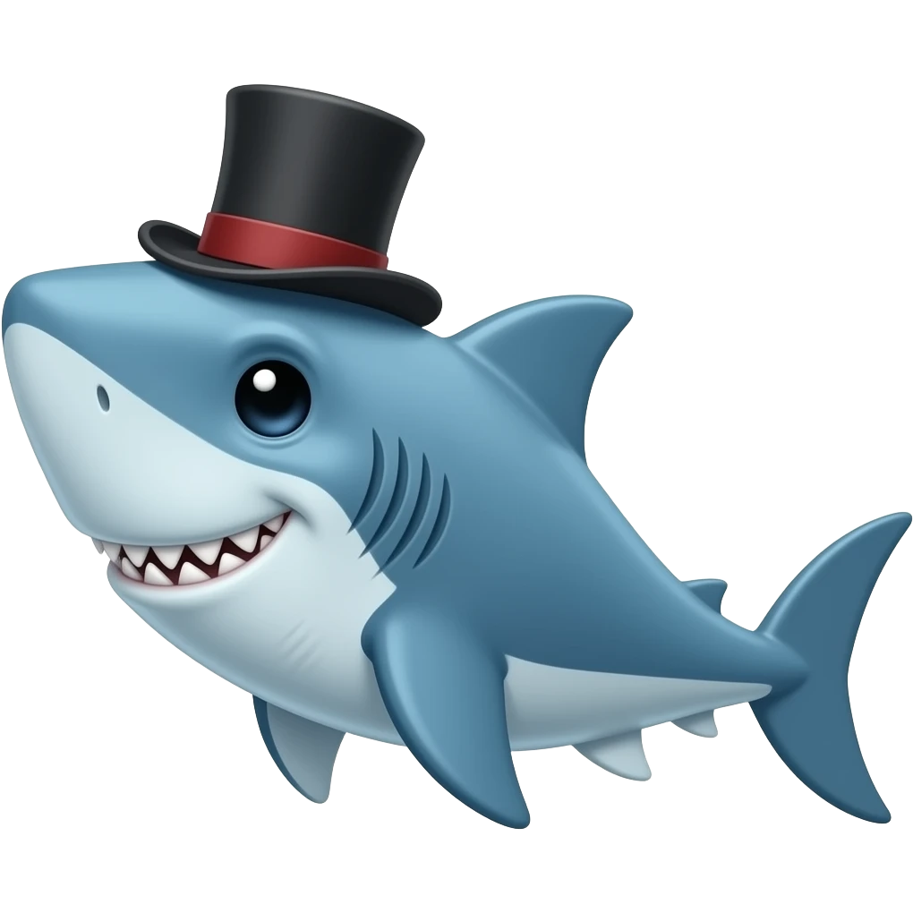 Shark with a top hat emoji