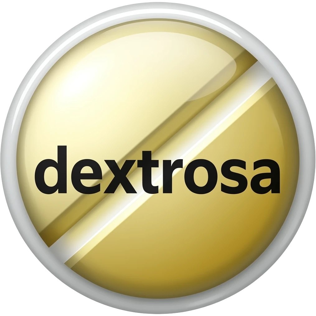 create me an image of a medice small sample of yellow color with the name "dextrosa" on the label emoji