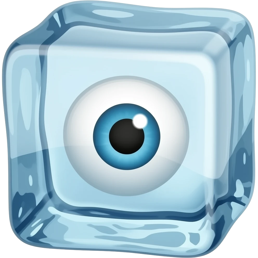 Ice cube with one single eye emoji