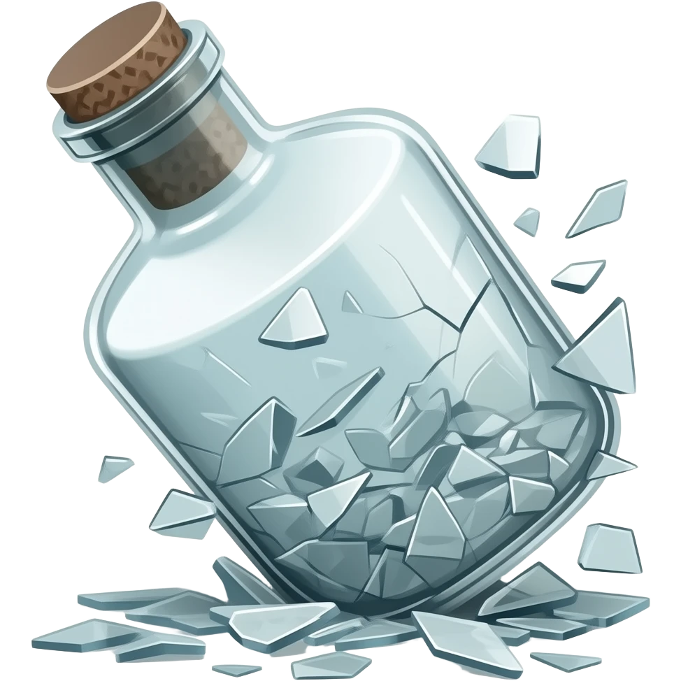 A glass flask shattering emoji
