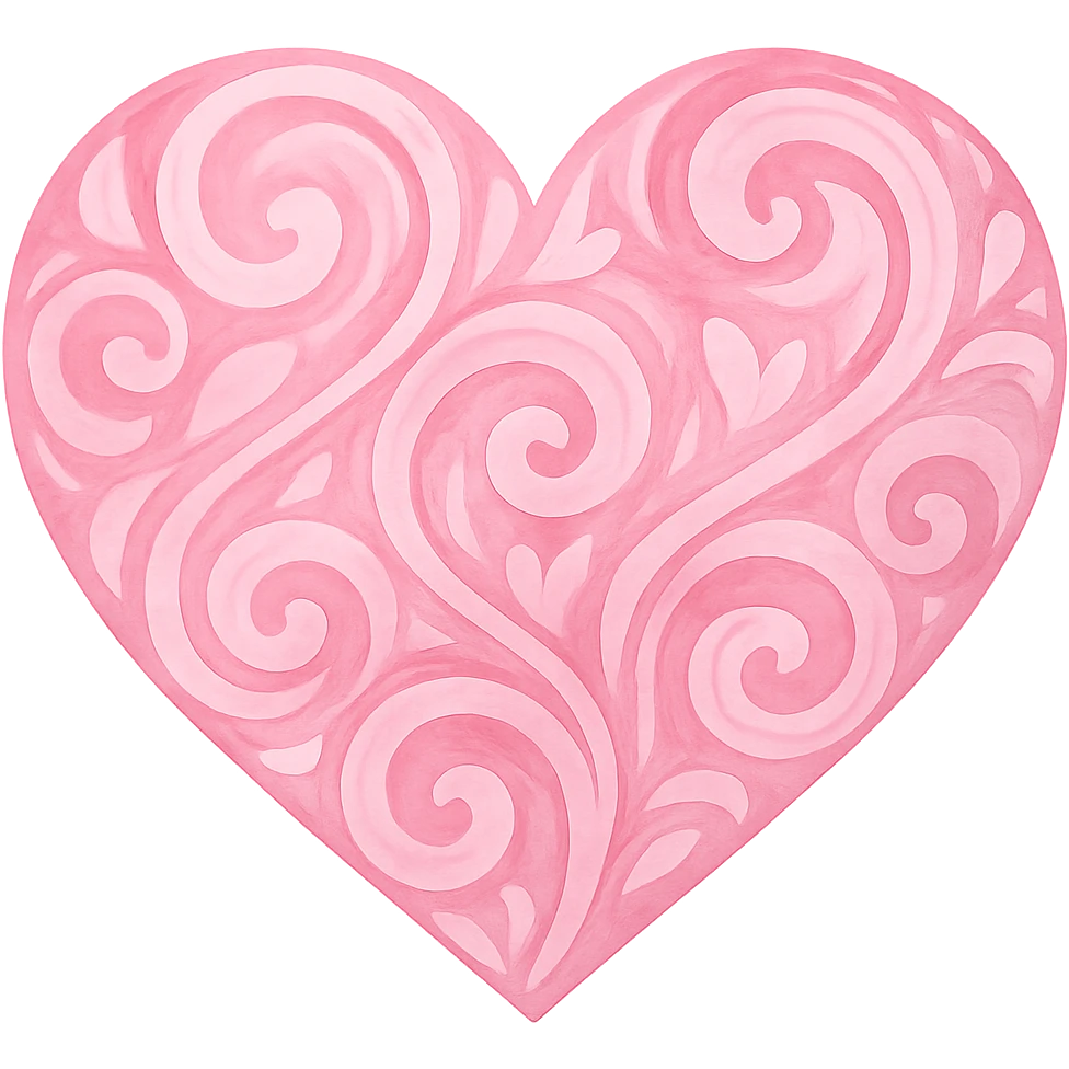 heart with a swirling cherry blossom pink pattern, digital illustration, no background emoji