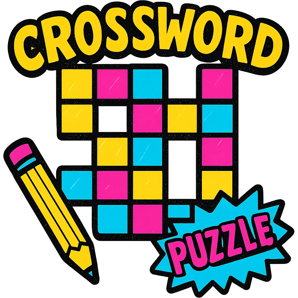 Bright and colorful crossword puzzle. emoji