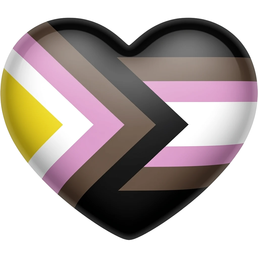 a heart in the colors of the non bianary flag in staight stripes yellow, white, purple, black emoji