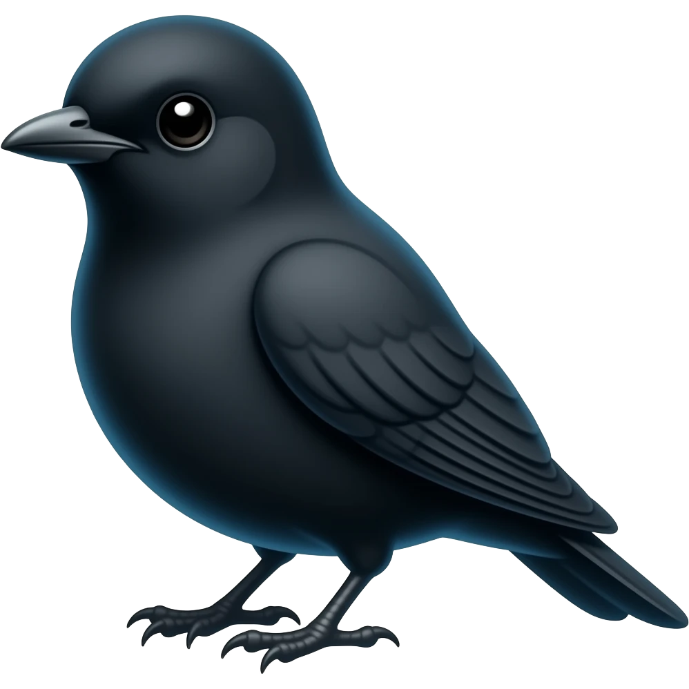 el pajaro igual solo que negro y que sea  muy pequeñoy que brille muy poco de color azul emoji