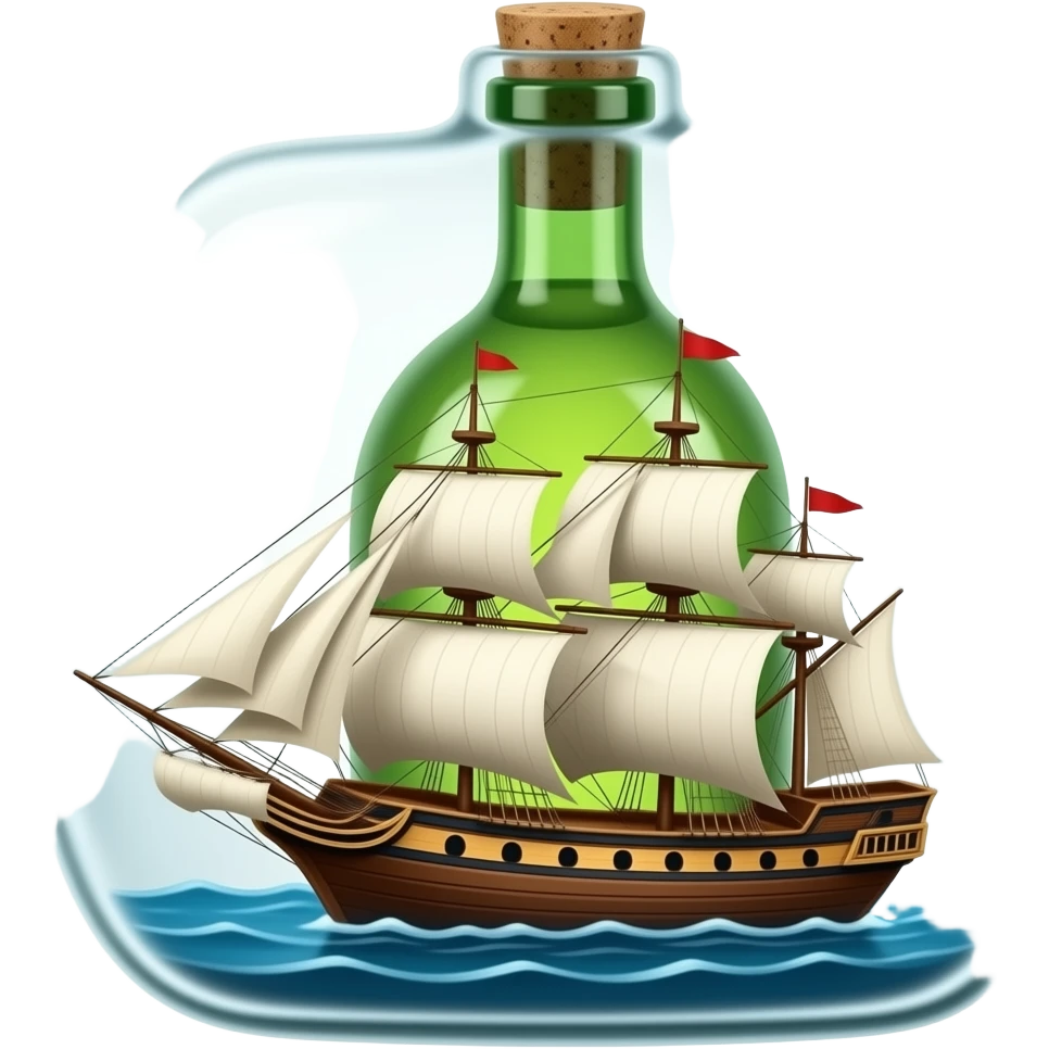 ship inside green wine bottle emoji