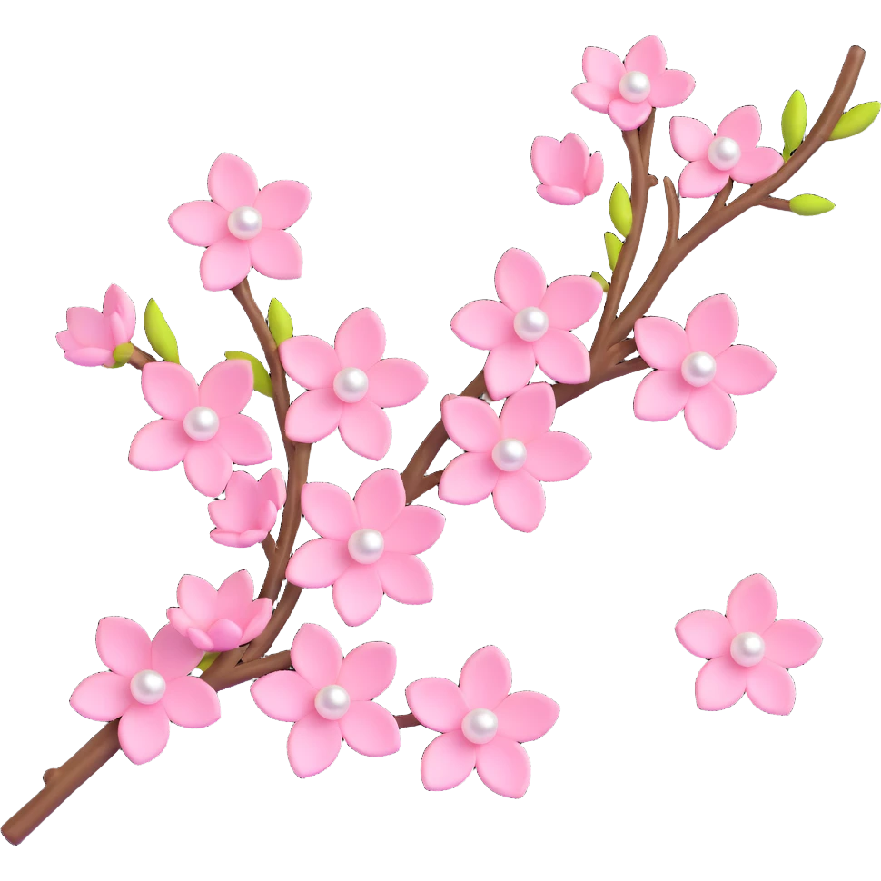 pastel sakura branch with a pearl border, 3D emoji style emoji
