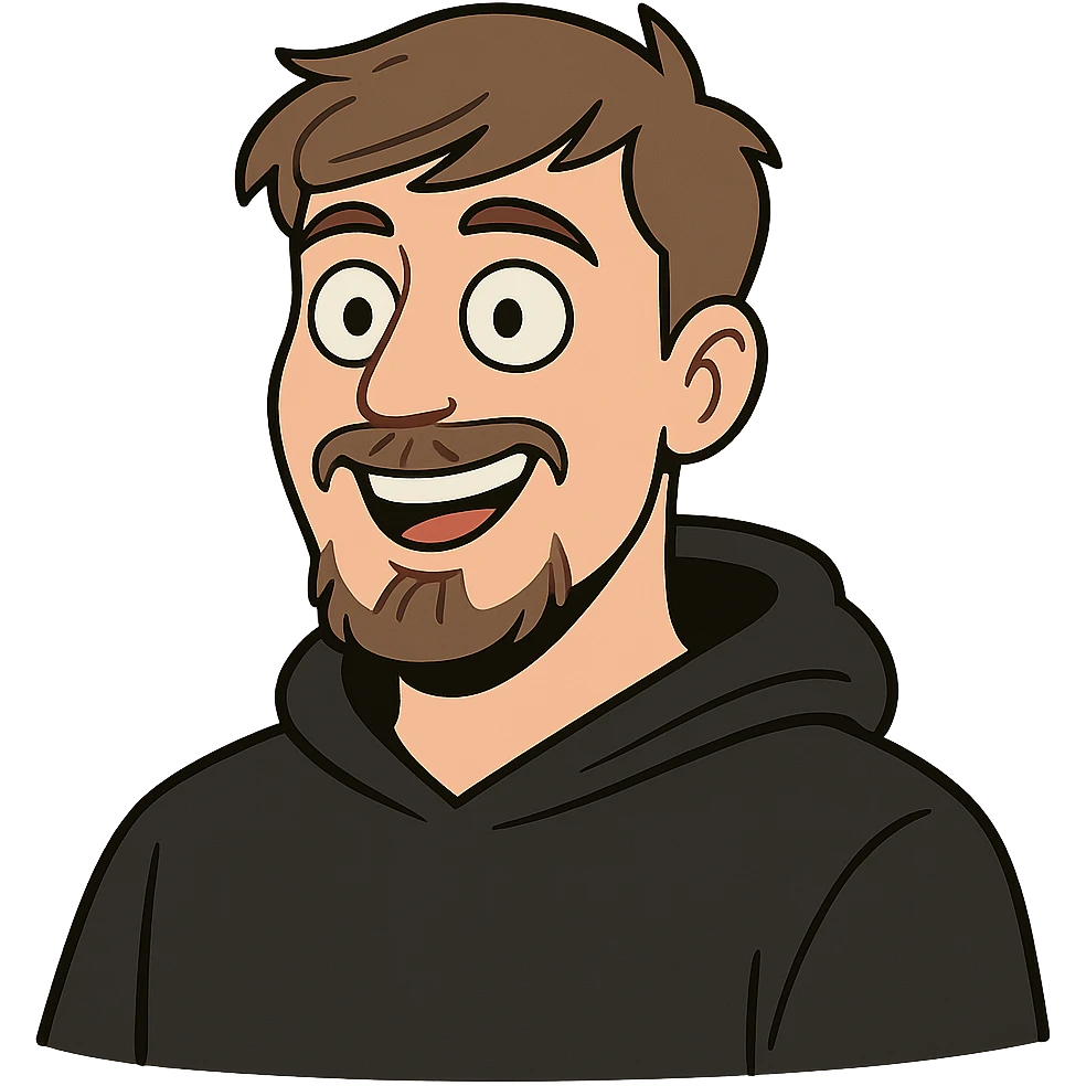 MrBeast, famous YouTuber, smiling, cartoon style, no text emoji
