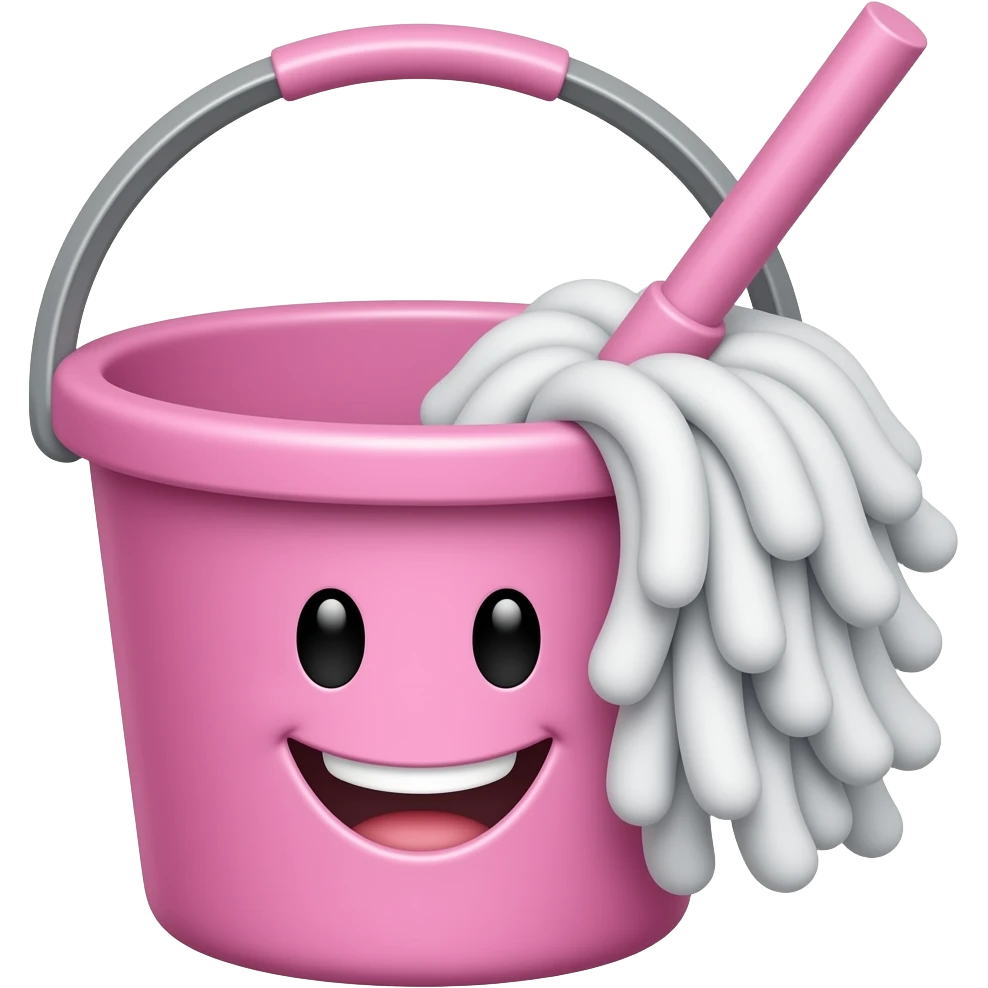 MOP AND BUCKET CUTE AND HAPPY PINK emoji