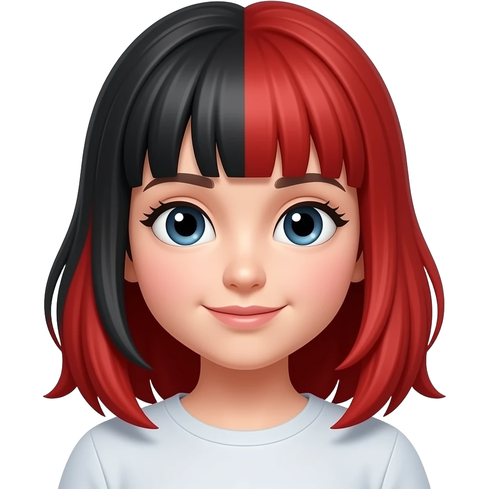 Black roots, red hair, girl, face, round emoji