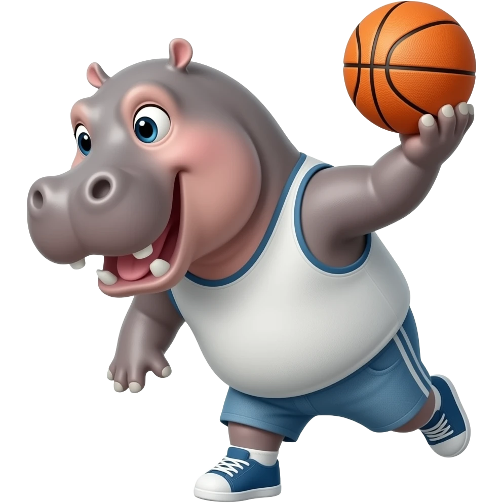 hippopotamus playing basketball emoji