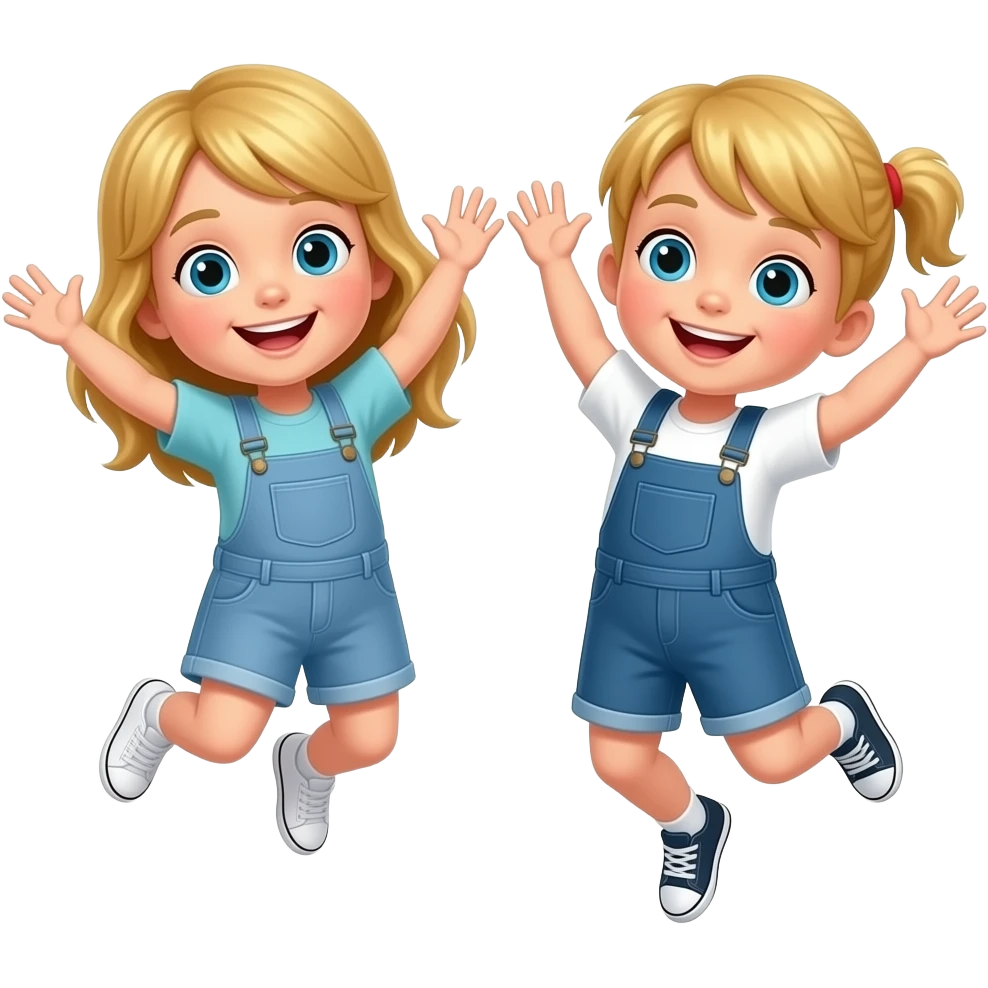 igual pero amb cabell rubio els dos nens, estan saltant emoji