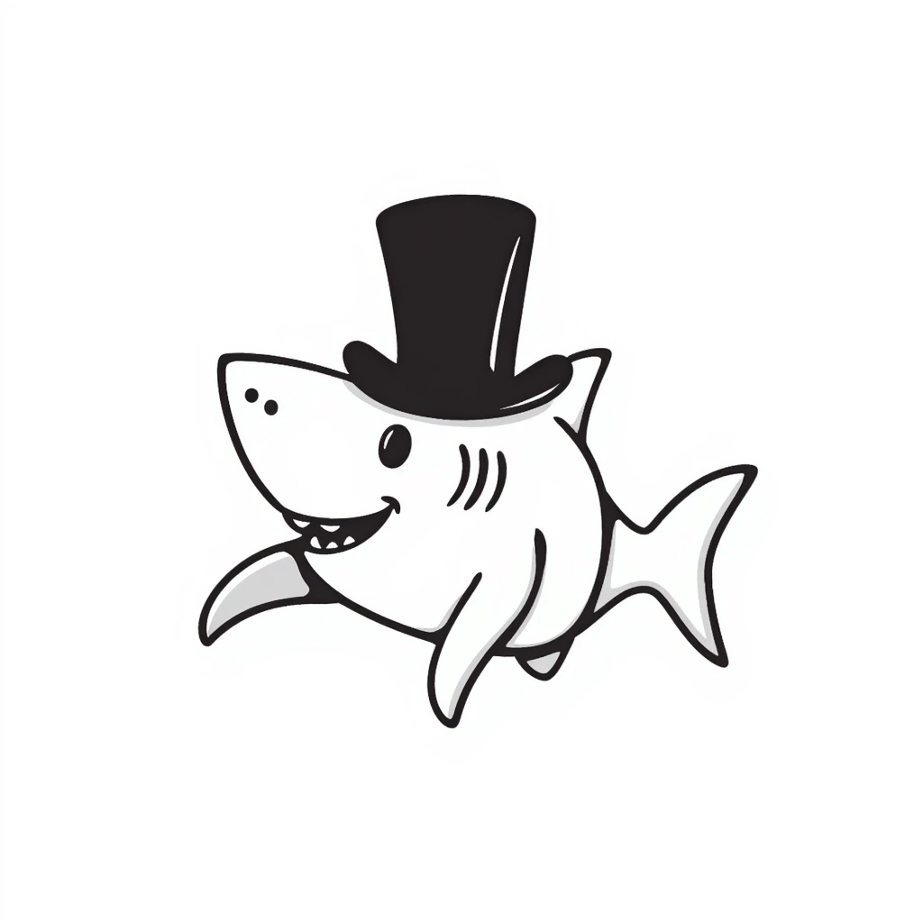 Shark with a top hat emoji