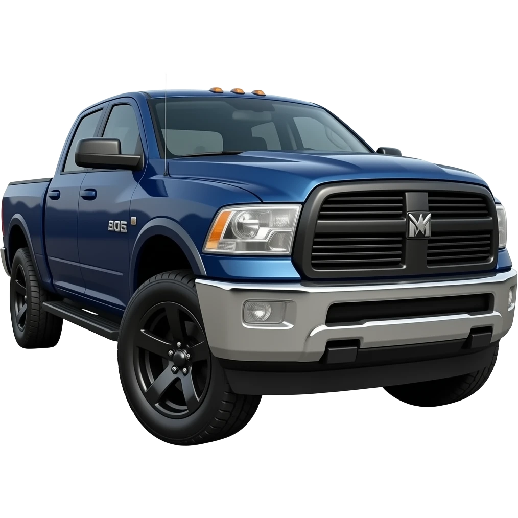 Navy blue ram truck with black trim facing right emoji