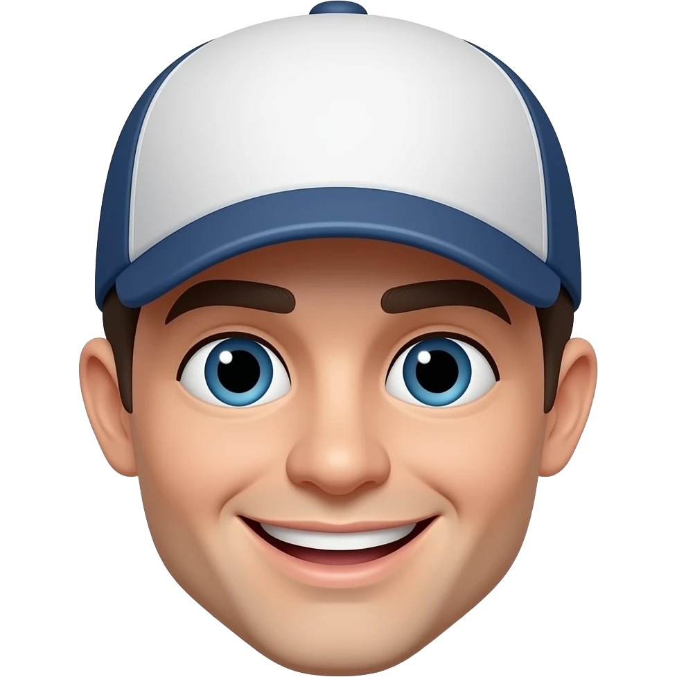 Carinha sorridente com um boné SR emoji